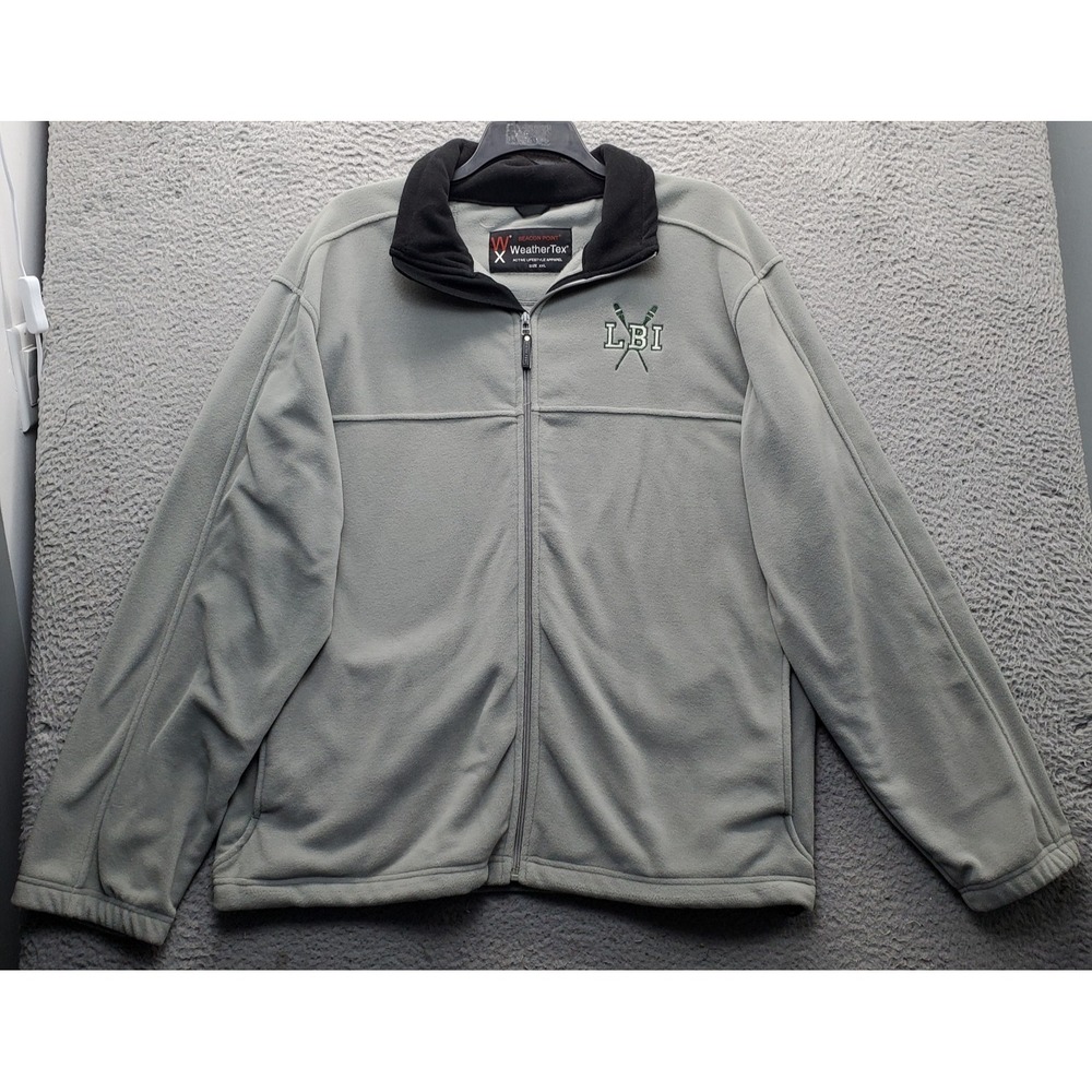 Long Beach Island Beacon Point Weather Tex Jacket Mens XXL Green Fleece Full Zip